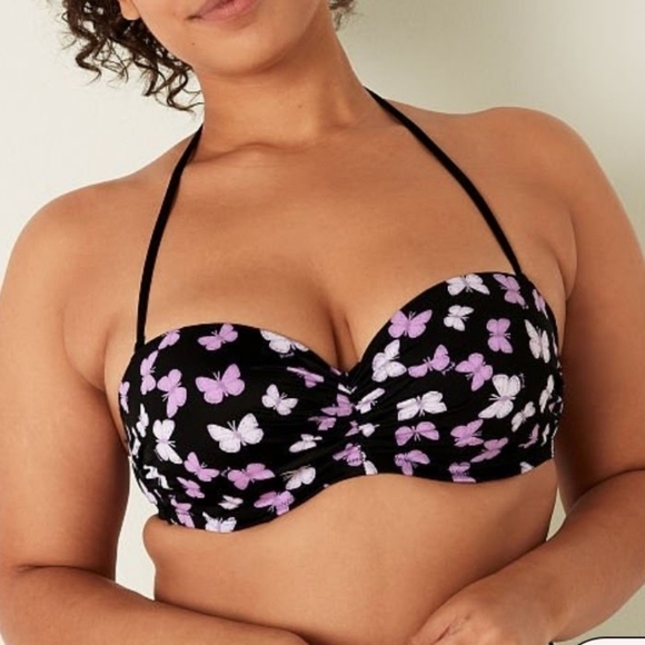 VS PINK PUSH-UP BANDEAU SWIM TOP & V FRONT ITSY SWIM BOTTOM SET IN MED & L - Picture 10 of 13